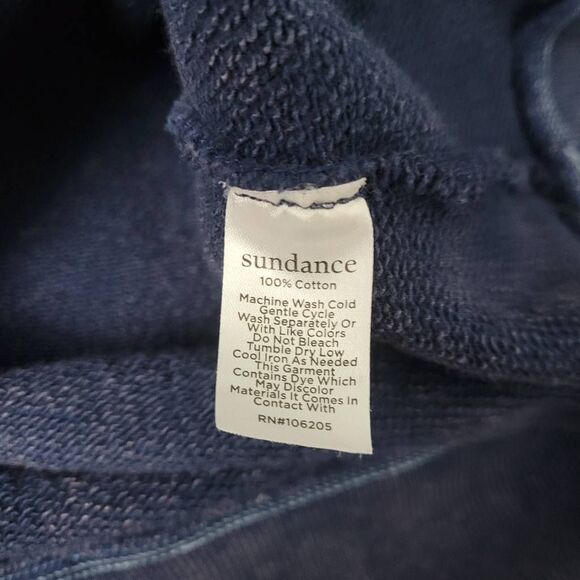 Sundance Joyce Sweatshirt Sz M Dark Blue Pullover Cotton Short Sleeve Distressed - Picture 4 of 6